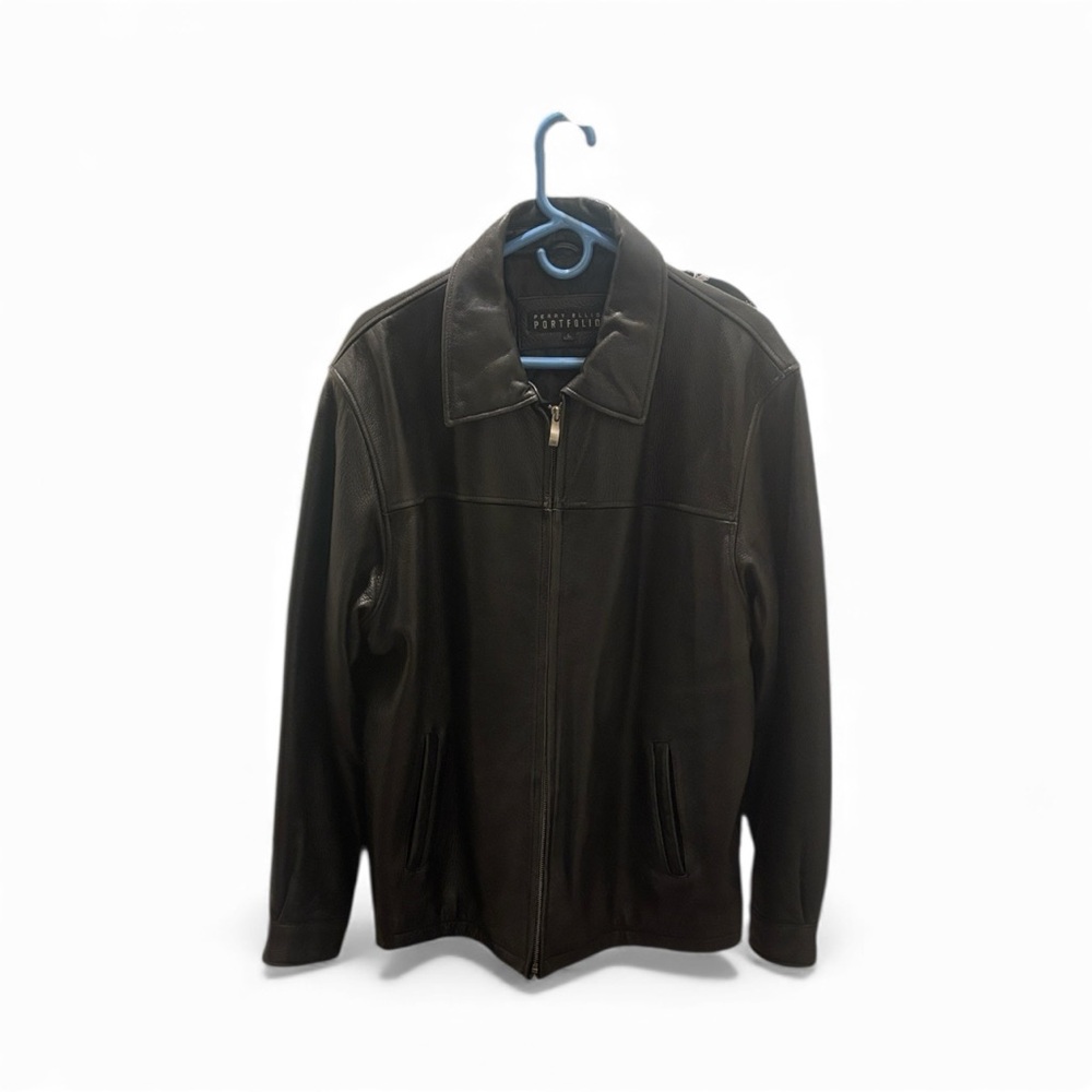 Perry Ellis Men's Black Leather Jacket